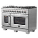 FORNO 48-Inch Capriasca Dual Fuel Range with 8 Gas Burners, 160,000 BTUs & French Door Electric Oven in Stainless Steel - FFSGS6387-48 FORNO