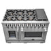FORNO 48-Inch Capriasca Dual Fuel Range with 8 Gas Burners, 160,000 BTUs & French Door Electric Oven in Stainless Steel - FFSGS6387-48 FORNO