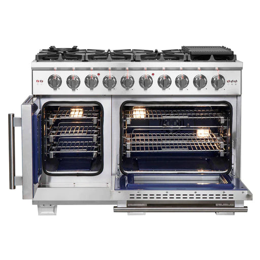 Forno 48-Inch Capriasca Gas Range with 8 Burners, 160,000 BTUs, & French Door Gas Oven in Stainless Steel FFSGS6460-48 FORNO