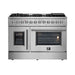 FORNO 48-Inch Galiano Dual Fuel Range with 8 Gas Burners, 107,000 BTUs, & French Door Electric Oven in Stainless Steel - FFSGS6356-48 FORNO