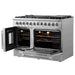 FORNO 48-Inch Galiano Dual Fuel Range with 8 Gas Burners, 107,000 BTUs, & French Door Electric Oven in Stainless Steel - FFSGS6356-48 FORNO