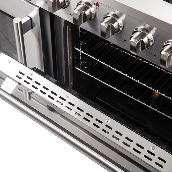 Forno 48-Inch Galiano Gas Range with 8 Gas Burners, 107,000 BTUs, & French Door Gas Oven in Stainless Steel FFSGS6444-48 FORNO