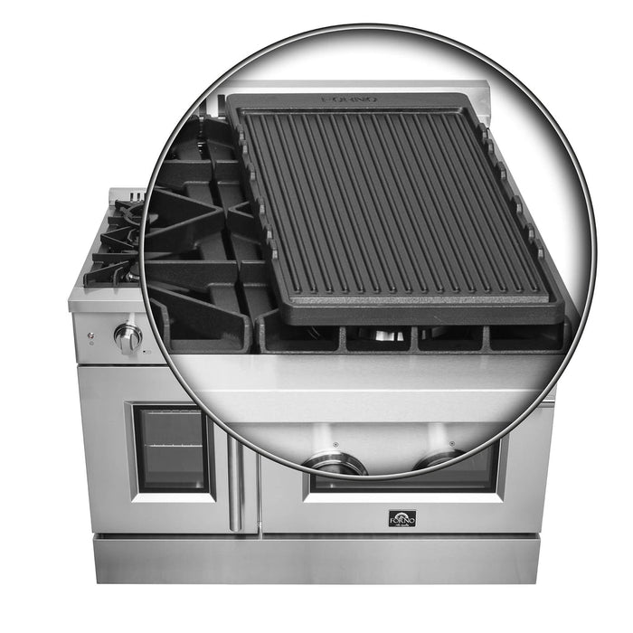 Forno 48-Inch Galiano Gas Range with 8 Gas Burners, 107,000 BTUs, & French Door Gas Oven in Stainless Steel FFSGS6444-48 FORNO