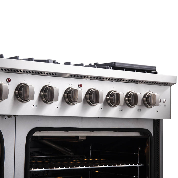 Forno 48-Inch Galiano Gas Range with 8 Gas Burners, 107,000 BTUs, & French Door Gas Oven in Stainless Steel FFSGS6444-48 FORNO