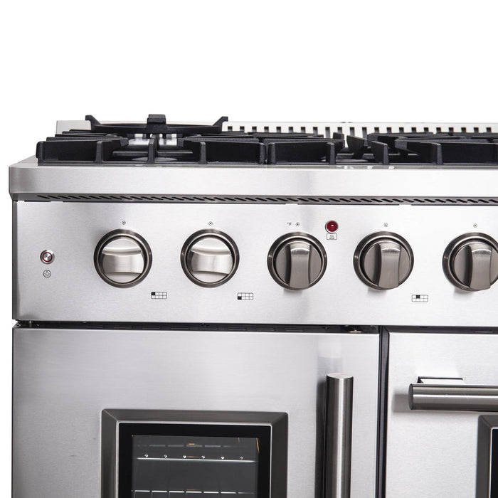 Forno 48-Inch Galiano Gas Range with 8 Gas Burners, 107,000 BTUs, & French Door Gas Oven in Stainless Steel FFSGS6444-48 FORNO