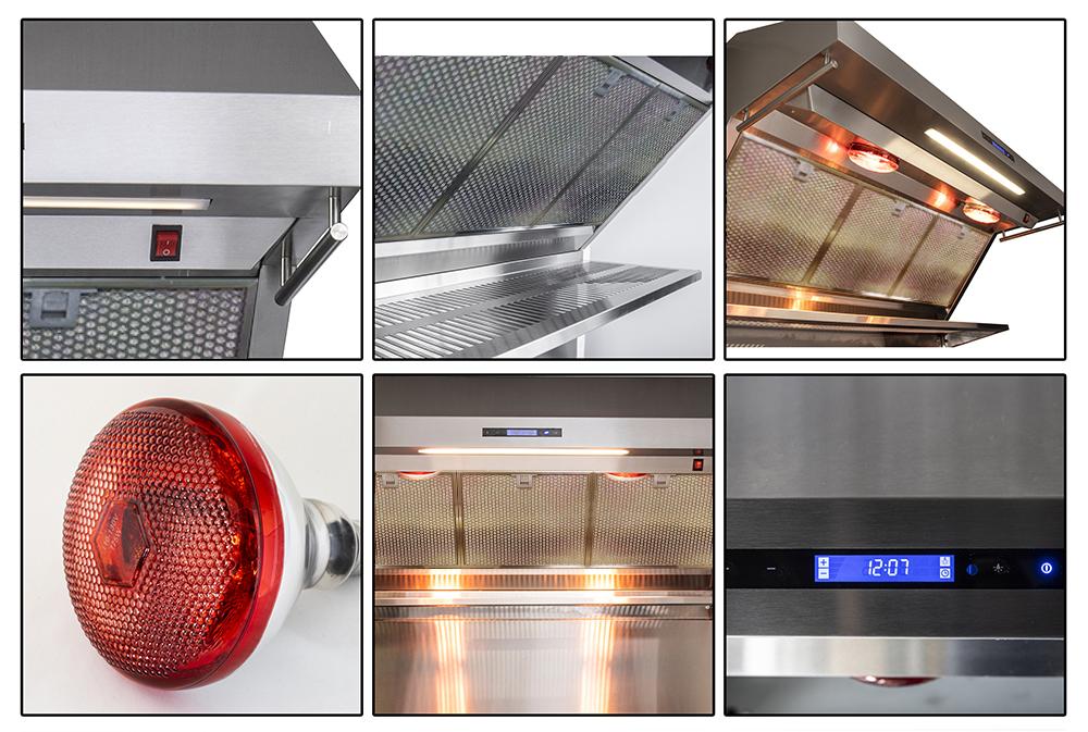 Forno Savona 48-Inch Wall Mount Range Hood with Red Light Warmer, Shelf/Backsplash, and 1200 CFM Motor FRHWM5029-48HB FORNO