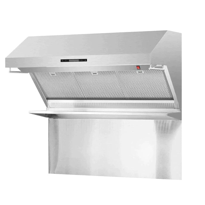 Forno 4-Piece Pro Appliance Package - 48-Inch Gas Range, Refrigerator with Water Dispenser, Wall Mount Hood with Backsplash, & 3-Rack Dishwasher in Stainless Steel FORNO