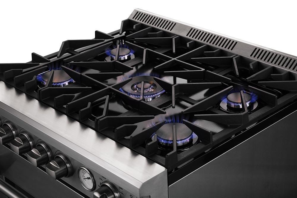 Forno 5-Piece Appliance Package - 30-Inch Gas Range, Refrigerator with Water Dispenser, Wall Mount Hood, Microwave Drawer, & 3-Rack Dishwasher in Stainless Steel FORNO
