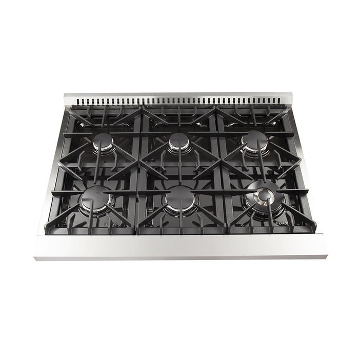 Forno 3-Piece Appliance Package - 36-Inch Dual Fuel Range, 36-Inch Refrigerator & Wall Mount Hood in Stainless Steel FORNO