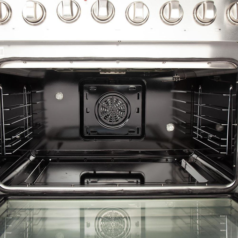 Forno 2-Piece Appliance Package - 36-Inch Dual Fuel Range & Wall Mount Hood in Stainless Steel