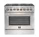 Forno 2-Piece Appliance Package - 36-Inch Dual Fuel Range & Wall Mount Hood in Stainless Steel FORNO
