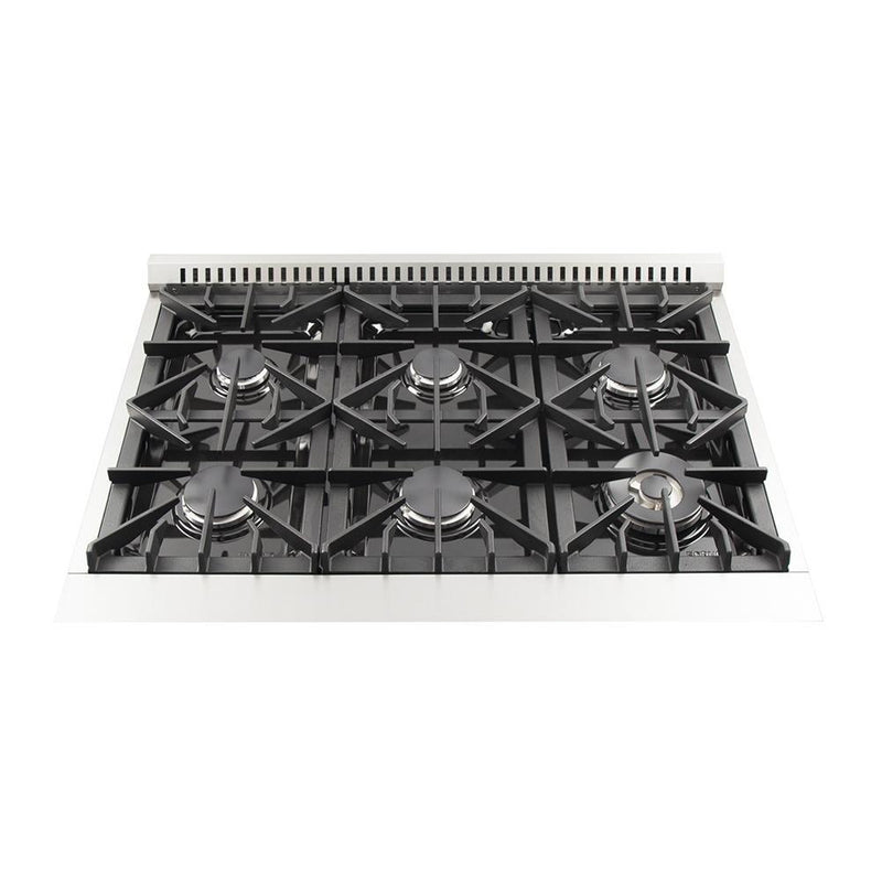 Forno 5-Piece Appliance Package - 36-Inch Gas Range, Refrigerator with Water Dispenser, Wall Mount Hood, Microwave Drawer, & 3-Rack Dishwasher in Stainless Steel