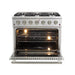 Forno 3-Piece Appliance Package - 36-Inch Gas Range, Refrigerator with Water Dispenser, & Wall Mount Hood in Stainless Steel FORNO
