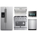 Forno 5-Piece Appliance Package - 36-Inch Gas Range, Refrigerator with Water Dispenser, Wall Mount Hood with Backsplash, Microwave Oven, & 3-Rack Dishwasher in Stainless Steel FORNO