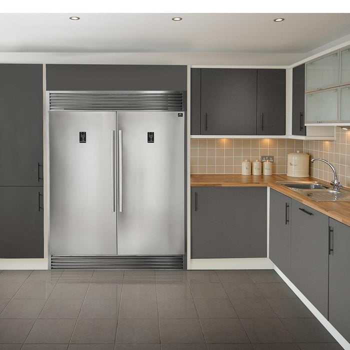 Forno 3-Piece Appliance Package - 48-Inch Gas Range, 56-Inch Pro-Style Refrigerator & Wall Mount Hood in Stainless Steel FORNO