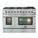 Forno 3-Piece Appliance Package - 48-Inch Gas Range, Refrigerator with Water Dispenser, & Wall Mount Hood in Stainless Steel FORNO