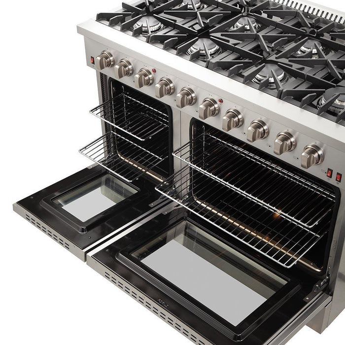 Forno 2-Piece Appliance Package - 48-Inch Gas Range & Wall Mount Hood in Stainless Steel FORNO