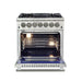 Forno 4-Piece Pro Appliance Package - 30-Inch Dual Fuel Range, Refrigerator, Wall Mount Hood, & 3-Rack Dishwasher in Stainless Steel FORNO