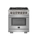 Forno 3-Piece Pro Appliance Package - 30-Inch Dual Fuel Range, 56-Inch Pro-Style Refrigerator & Wall Mount Hood in Stainless Steel FORNO