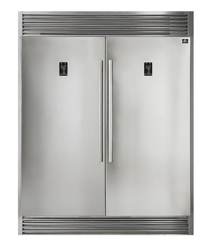 Forno 4-Piece Pro Appliance Package - 30-Inch Gas Range, 56-Inch Pro-Style Refrigerator, Wall Mount Hood, & 3-Rack Dishwasher in Stainless Steel