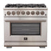 Forno 3-Piece Pro Appliance Package - 36-Inch Dual Fuel Range, 56-Inch Pro-Style Refrigerator & Wall Mount Hood in Stainless Steel FORNO