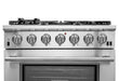 Forno 5-Piece Pro Appliance Package - 36-Inch Gas Range, Refrigerator, Wall Mount Hood, Microwave Drawer, & 3-Rack Dishwasher in Stainless Steel FORNO