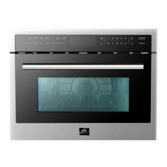 Forno 5-Piece Pro Appliance Package - 36-Inch Gas Range, Refrigerator, Wall Mount Hood, Microwave Oven, & 3-Rack Dishwasher in Stainless Steel FORNO