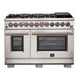 Forno 5-Piece Pro Appliance Package - 48-Inch Dual Fuel Range, Refrigerator, Wall Mount Hood, Microwave Drawer, & 3-Rack Dishwasher in Stainless Steel FORNO