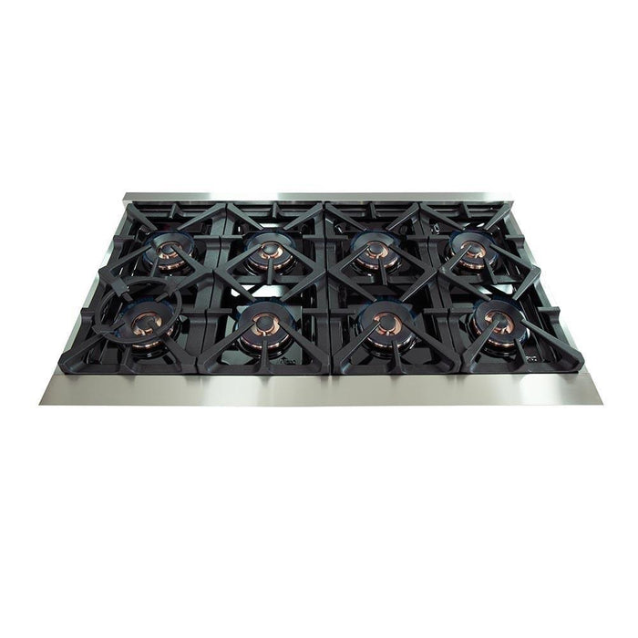 Forno 2-Piece Pro Appliance Package - 48-Inch Dual Fuel Range & Wall Mount Hood with Backsplash in Stainless Steel FORNO