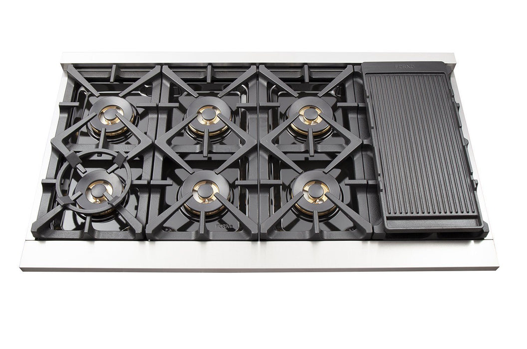 Forno 5-Piece Pro Appliance Package - 48-Inch Gas Range, Refrigerator, Wall Mount Hood, Microwave Drawer, & 3-Rack Dishwasher in Stainless Steel FORNO