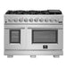 Forno 5-Piece Pro Appliance Package - 48-Inch Gas Range, Refrigerator with Water Dispenser, Wall Mount Hood, Microwave Oven, & 3-Rack Dishwasher in Stainless Steel FORNO