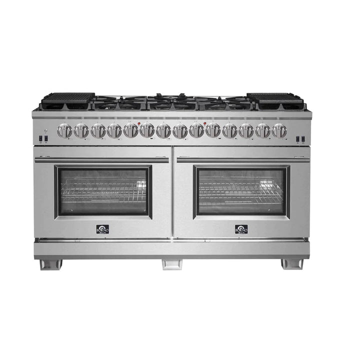 FORNO 60-Inch Capriasca Dual Fuel Range with 240v Electric Oven - 10 Sealed Burners and 200,000 BTUs - FFSGS6187-60 FORNO