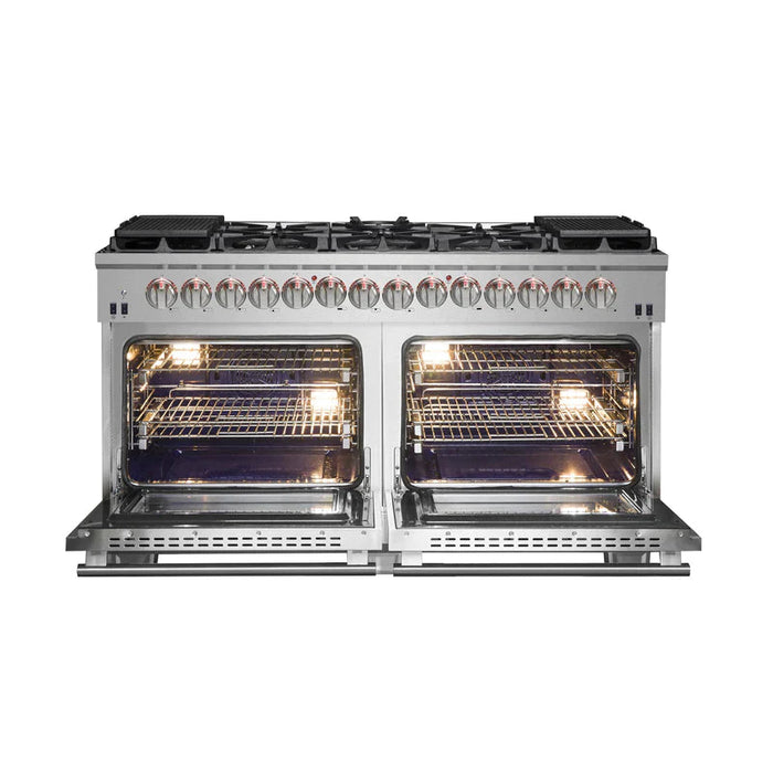 FORNO 60-Inch Capriasca Dual Fuel Range with 240v Electric Oven - 10 Sealed Burners and 200,000 BTUs - FFSGS6187-60 FORNO