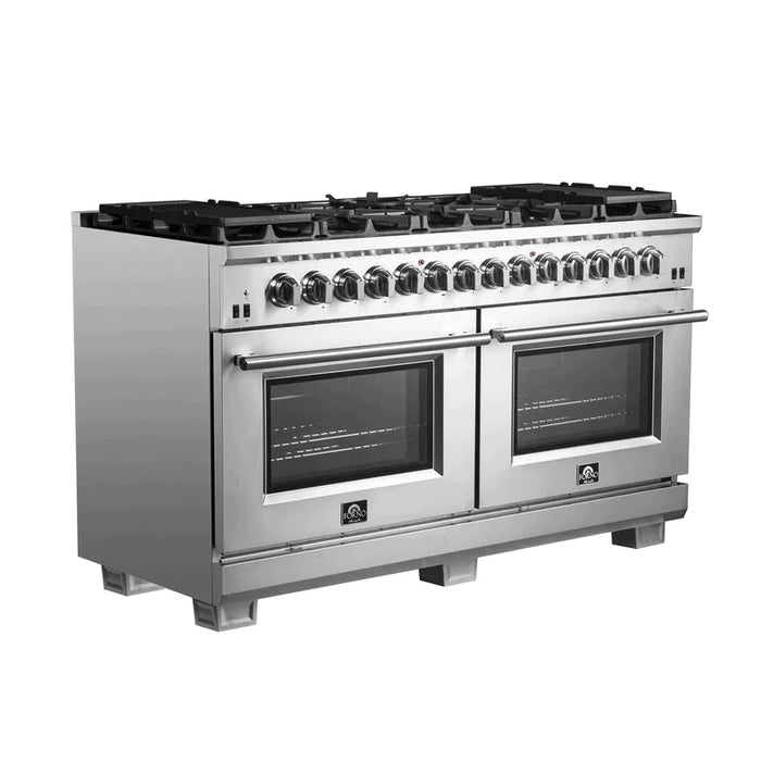 FORNO 60-Inch Capriasca Dual Fuel Range with 240v Electric Oven - 10 Sealed Burners and 200,000 BTUs - FFSGS6187-60 FORNO