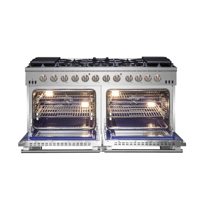 FORNO 60-Inch Capriasca Gas Range with 10 Burners and 200,000 BTUs - FFSGS6260-60 FORNO