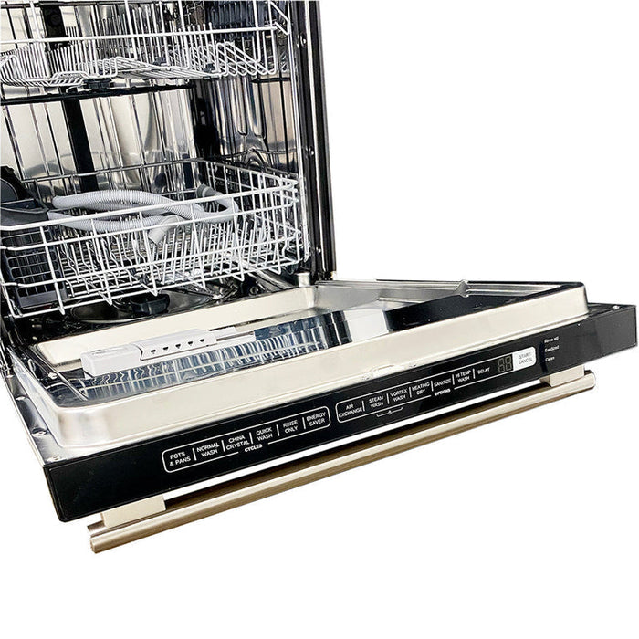 Forno Appliace Package - 36 Inch Dual Fuel Range, Wall Mount Range Hood, Refrigerator, Microwave Drawer, Dishwasher, AP-FFSGS6156-36-8 FORNO