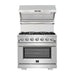 Forno Appliace Package - 36 Inch Dual Fuel Range, Wall Mount Range Hood, Refrigerator, Microwave Drawer, Dishwasher, AP-FFSGS6156-36-8 FORNO