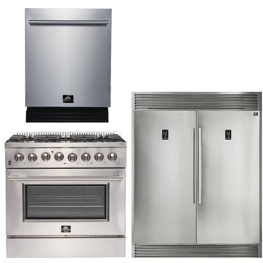 Forno Appliance Package - 36 Inch Dual Fuel Range, Dishwasher, 60 Inch Refrigerator, FDWBI-FFSGS6156-36 FORNO