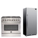 Forno Appliance Package - 36 Inch Dual Fuel Range, Refrigerator, FFRBI-FFSGS6156-36 FORNO