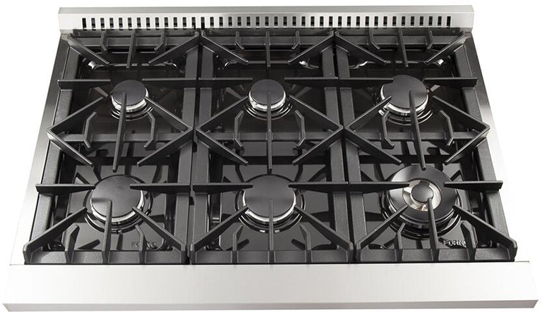 Forno Appliance Package - 36 Inch Dual Fuel Range, Refrigerator, FFRBI-FFSGS6156-36 FORNO