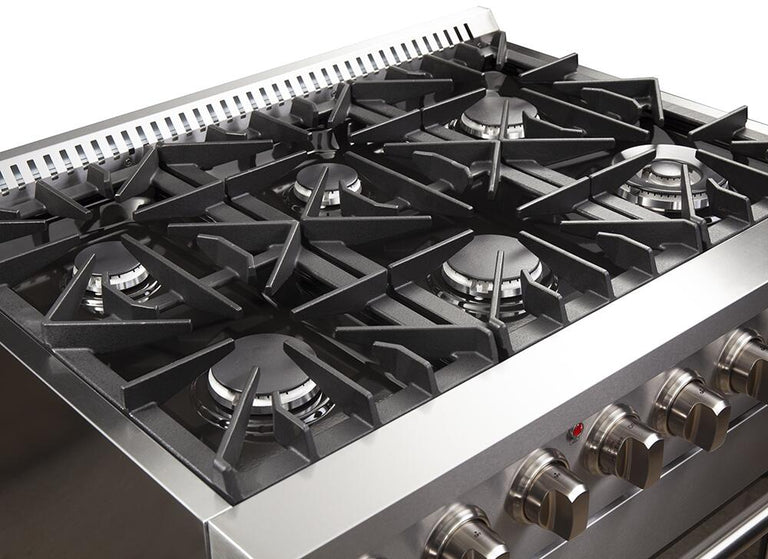 Forno Appliance Package - 36 Inch Dual Fuel Range, Wall Mount Range Hood, Microwave Drawer, Dishwasher, AP-FFSGS6156-36-6 FORNO