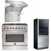 Forno Appliance Package - 36 Inch Dual Fuel Range, Wall Mount Range Hood, Wine Cooler, FWCDR-FFSGS6156-36 FORNO