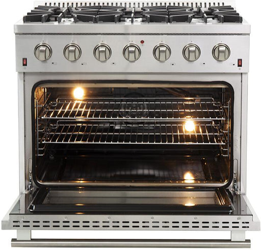 Forno Appliance Package - 36 Inch Gas Range, 60 Inch Refrigerator, Range Hood, Dishwasher, FRHWM-FFSGS6244-36 FORNO
