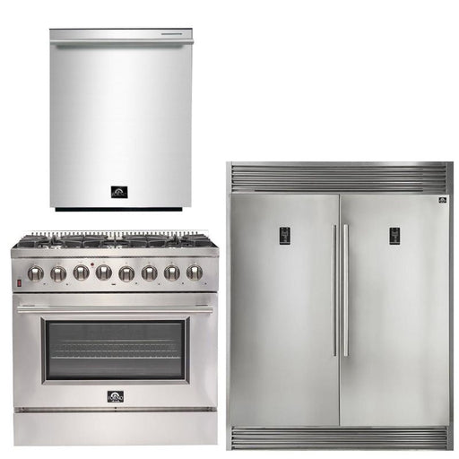 Forno Appliance Package - 36 Inch Gas Range, Dishwasher, 60 Inch Refrigerator, FDWB-FFSGS6244-36 FORNO