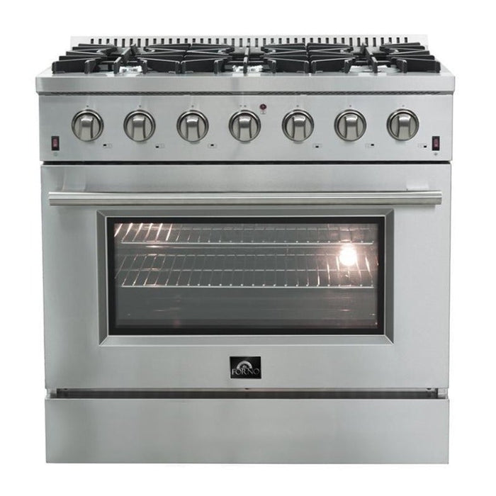 Forno Appliance Package- 36 Inch Gas Range, Dishwasher, FDWBI-FFSGS6244-36 FORNO