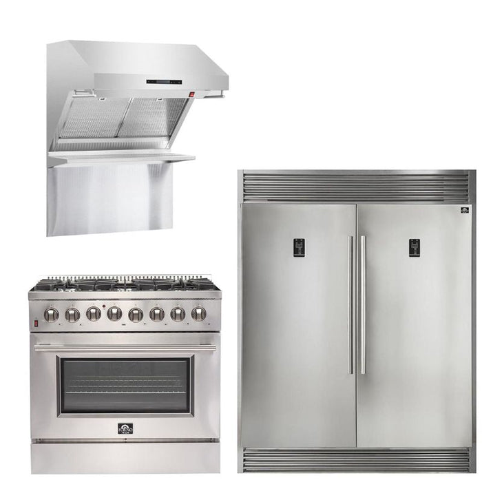Forno Appliance Package - 36 Inch Gas Range, Range Hood, 60 Inch Refrigerator, 5029-FFSGS6244-36 FORNO