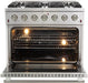 Forno Appliance Package - 36 Inch Gas Range, Wall Mount Range Hood, 33" Built-In Refrigerator, FFRBI-FFSGS6244-36 FORNO