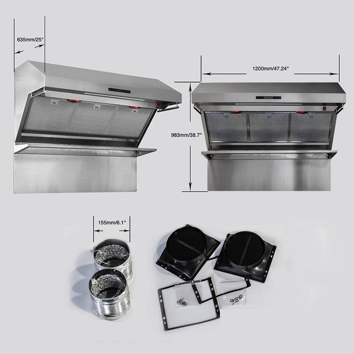 Forno Appliance Package - 48 Inch Dual Fuel Range, Range Hood, Built-In Refrigerator, Microwave Drawer, Dishwasher, Wine Cooler, 33SB-FFSGS6156-48 FORNO