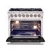 FORNO Capriasca - Titanium Professional 36" Freestanding Dual Fuel Electric 240V Colored Door Oven Range FFSGS6187-36 - PrimeFair