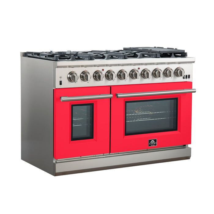 FORNO Capriasca - Titanium Professional 48" Freestanding Colored Door Gas Range FFSGS6260-48WHT FORNO